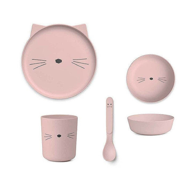 LIEWOOD - set de vaisselle bébé en silicone - chat moutarde – French Blossom