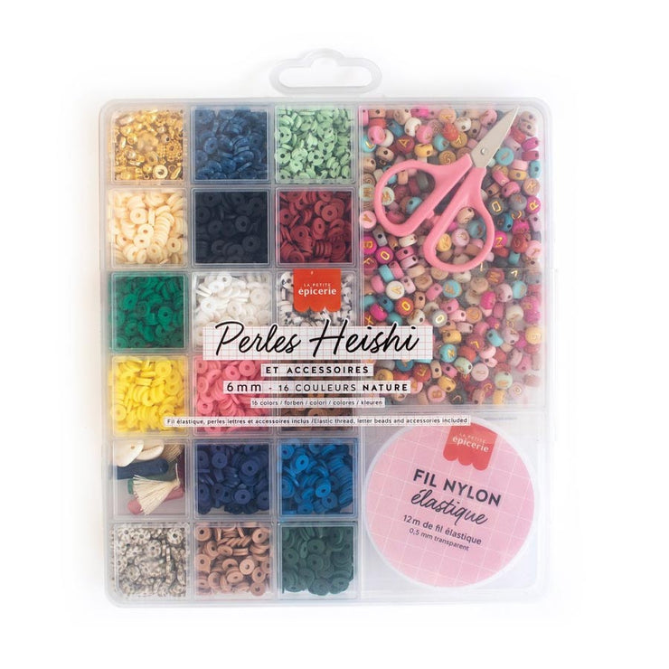 Boite de 16 couleurs de perles heishi nature - La petite épicerie