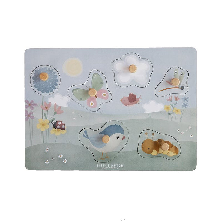 Puzzle tactile Flower & Butterflies - Little Dutch