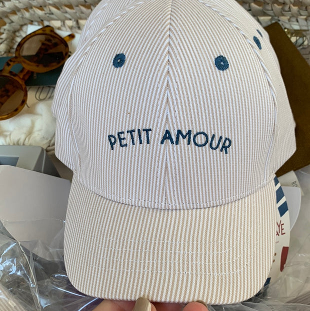 Casquette enfant Petit Amour rayé beige - Chamaye