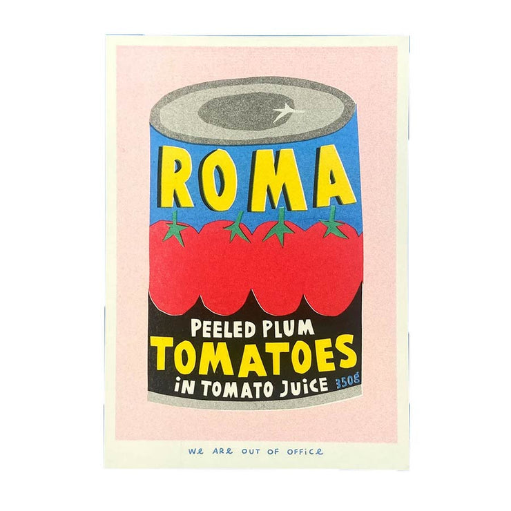 Impression Risographique D'une Boîte De Tomates Italiennes